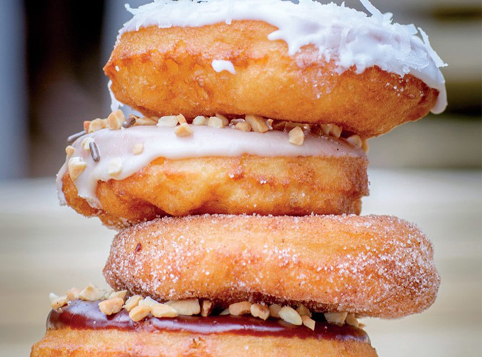 donuts stacked at Duck Donuts