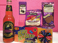 Harry Potter sweets including root beer, chocolate jellys and jelly bellys