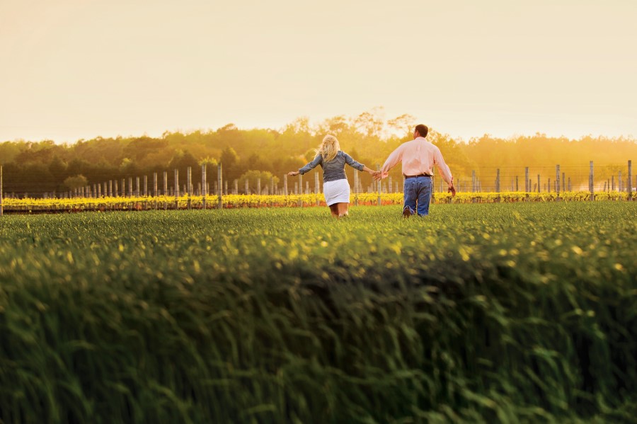 couple in field at Sanctuary Vineyards