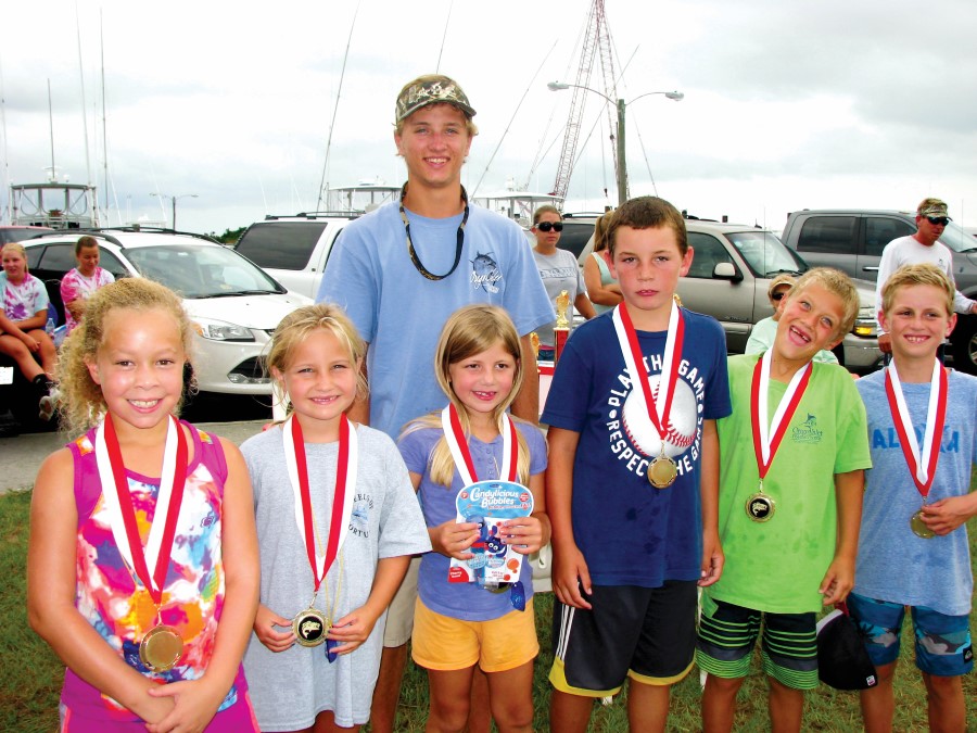 Miss Oregon Inlet youth fishing tournament participants with their awards