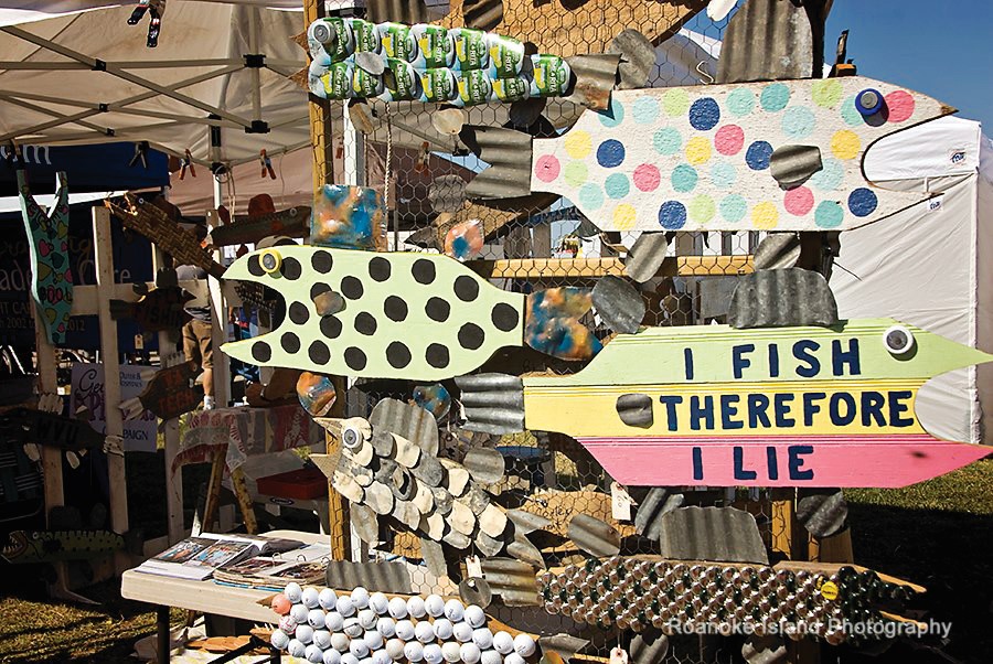 Vendor display of goods for sale at the Outer Banks Seafood Festival