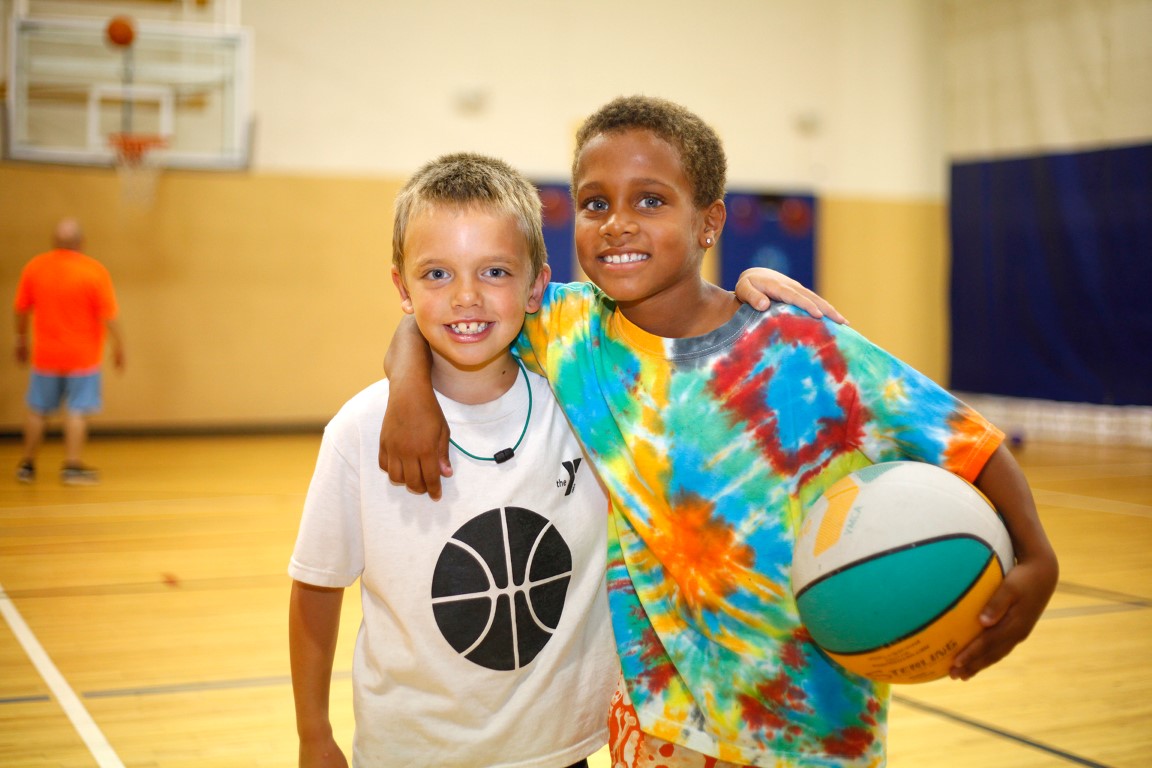 Kids on basketball court at Outer Banks Family YMCA