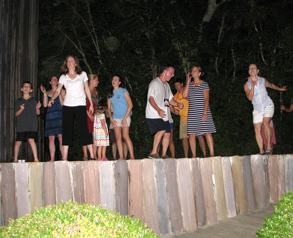 Concert goers dancing at the Beatles Show in Manteo