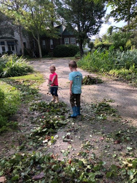 Kids Cleaning Up Debris and Branches