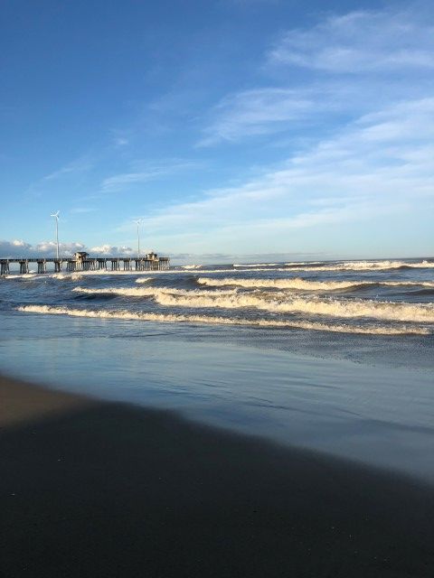 Ocean Waves with Jennette's Pier in Background