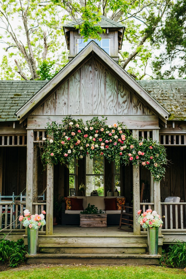 Outdoor Gazebo Decorated with Flowers