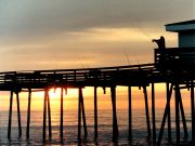 Jennette's Pier, A Lone Angler Casts Out at the Old Pier