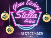 Misfit Bars of Christmas Crawl, Stella Artois Glass Etching at Turf's Up OBX