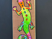 Dare Arts, Kids Art Party - Glow in the Dark Lizard on Wood Panel