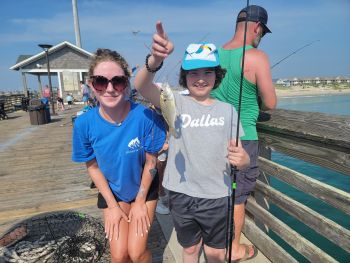 Instructor Ivey with student angler Joe of Richmond in our Family Fishing class