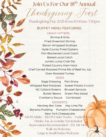 Basnight’s Lone Cedar Cafe, 18th Annual Thanksgiving Day Feast