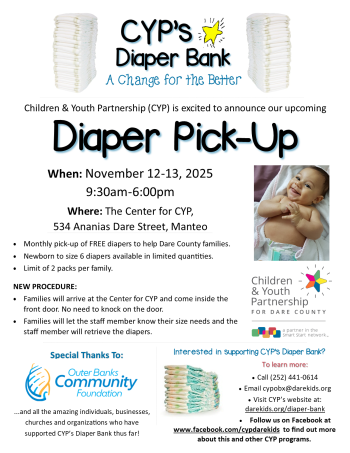 Children and Youth Partnership, Diaper Pick-Up (Manteo)
