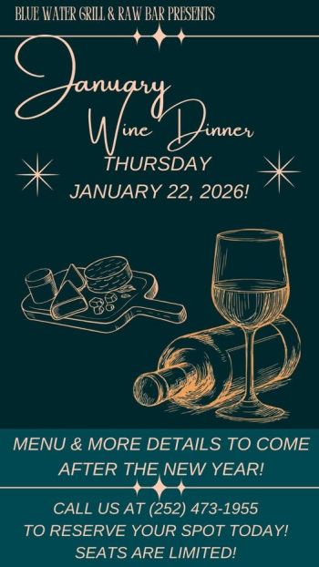 Blue Water Grill & Raw Bar, January Wine Dinner