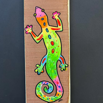 Dare Arts, Kids Art Party - Glow in the Dark Lizard on Wood Panel