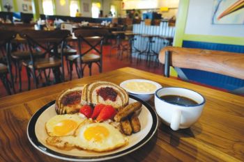 Stack 'em High, Eggs, Toast, HB/Grits and your choice of meat