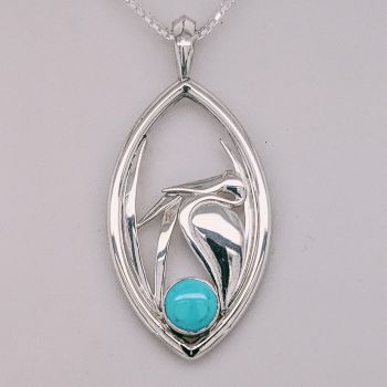 Silver Bonsai Gallery, Turquoise Marsh Pelican Necklace