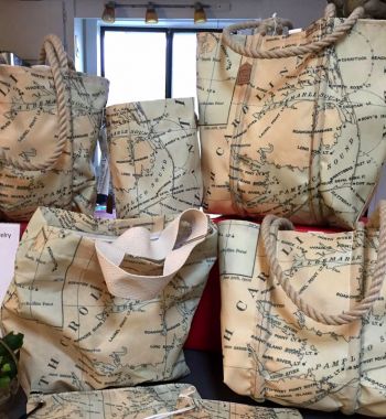 Buxton Village Books, Custom Sea Bag: Fifth District Light House Map