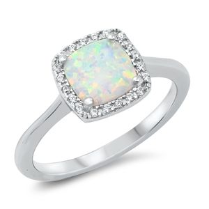 Gulf Stream Gifts, White Lab Opal & CZ Halo Ring