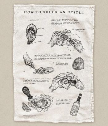 Sticky Bottom Oyster Company, How to Shuck Hand Towel