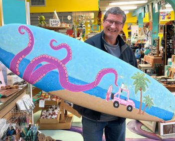 Artsy Octopus, Custom Surfboard Art