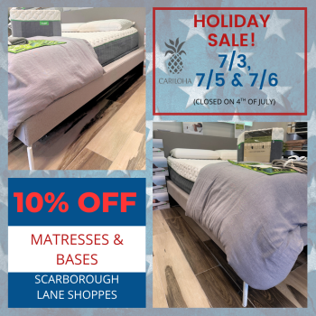 Cariloha Bamboo Outer Banks, Fourth of July Sale - 10% Off Mattresses & Bases