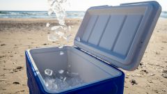 Cooler with ice from Corolla Beach Services
