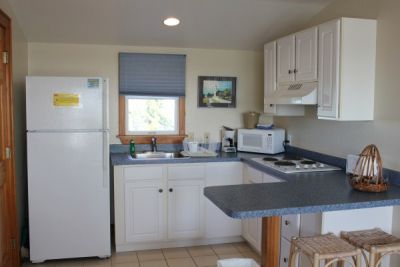 Poolside kitchen at Pony Island Motel