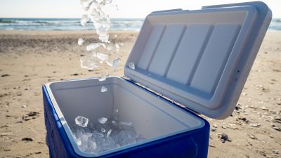 Cooler with ice from Corolla Beach Services