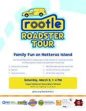 Children and Youth Partnership, Rootle Roadster Tour is coming to Hatteras Island on March 8